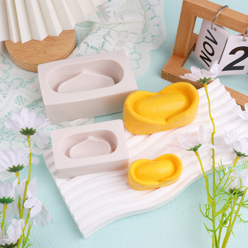 Zhaocai Jinbao oro diez mil dos pasteles de arroz molde de silicona molde de flores molde de masa Yuanbao decoración de pastel de chocolate