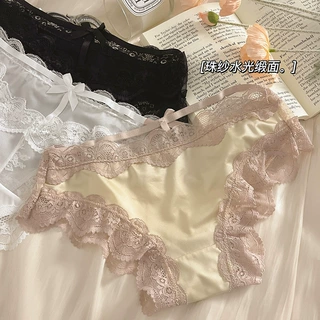 月光珠纱~水光缎面蕾丝内裤女生轻奢性感镂空半透明抑菌纯棉裆内