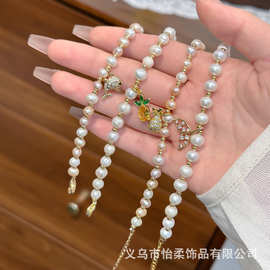 夏季日韩新款简约时尚水晶手链小香风淡水珍珠巴洛克珍珠手串