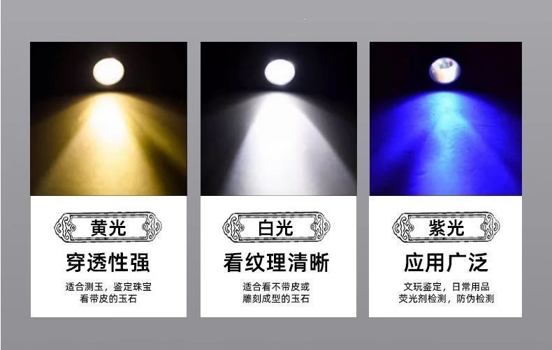Professional identification UV light 365nm jadeite, jade, tobacco, alcohol anti-counterfeiting, money detector, strong light flashlight