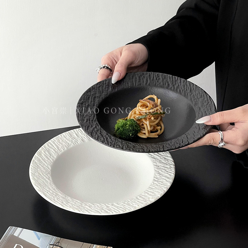 High-End Rock Pattern Straw Hat Plate Pasta Plate Ceramic Plate Home Western Food Plate Soup Plate Deep Plate Fruit Plate Plate High-End Rock Pattern Straw Hat Plate Pasta Plate Ceramic Plate Home Western Food Plate Soup Plate Deep Plate Fruit Plate Plate