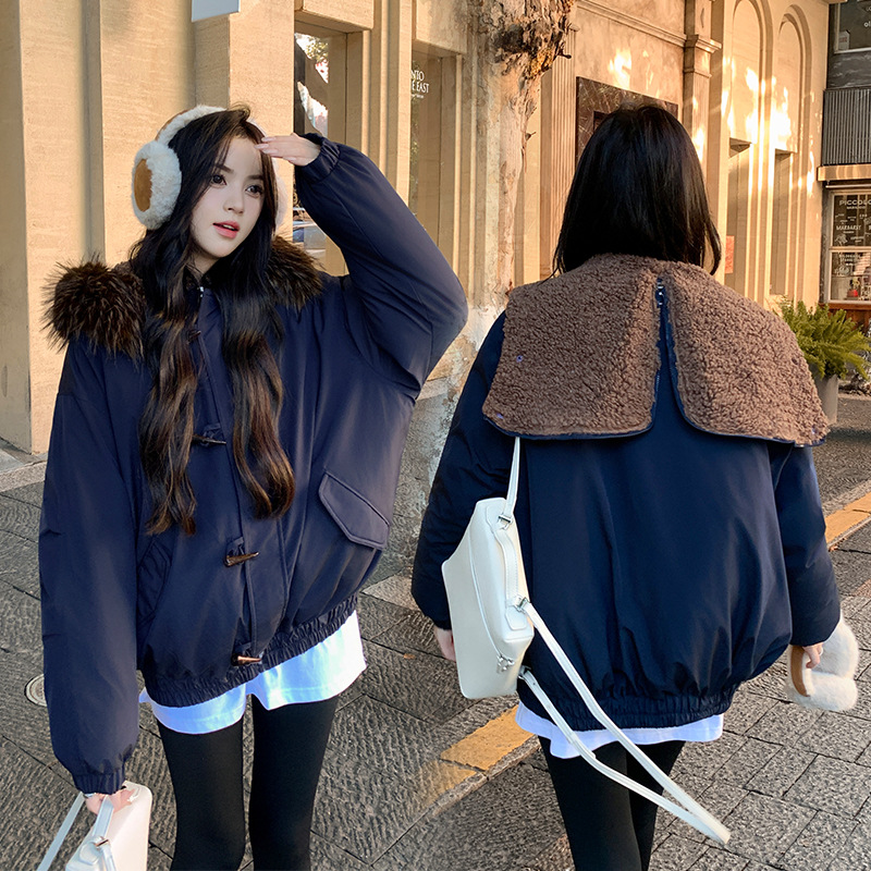 2025 invierno nuevo abrigo de algodón de pluma para mujeres retro corno de buey pie de botón para superar el grosor de la chaqueta de algodón coreano image 1