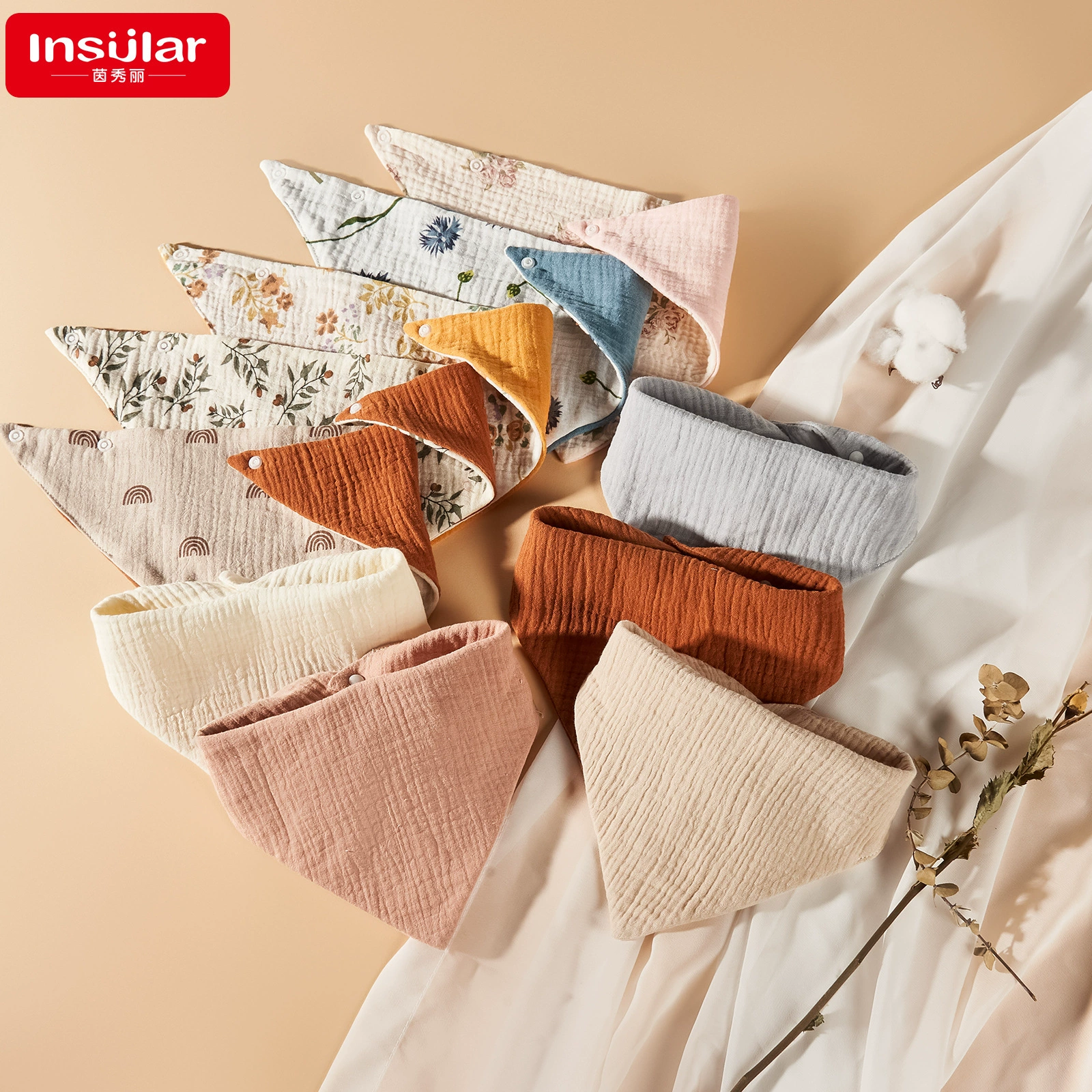 （跨境贸易）， cotton gauze children's eating bib, water absorbent