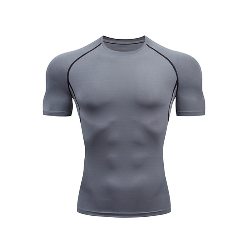 Domestic Acode Fitness Tight Abdominal Shaping Breathable Quick-Dry Training T-Shirt in Multicolor Short Sleeve