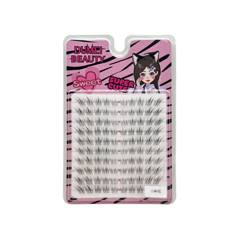 Mayorista 10 líneas de pegamento de flores inclinadas pequeñas pestañas falsas, pestañas ligeras, ojos de zorro inclinados, pestañas naturales, pestañas ligeras