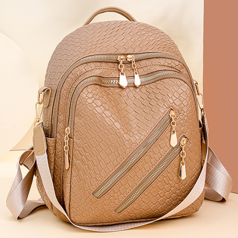 Comercio exterior al por mayor 2024 nueva mochila casual retro para mujer moda tejida viaje urbano mochila de gran capacidad