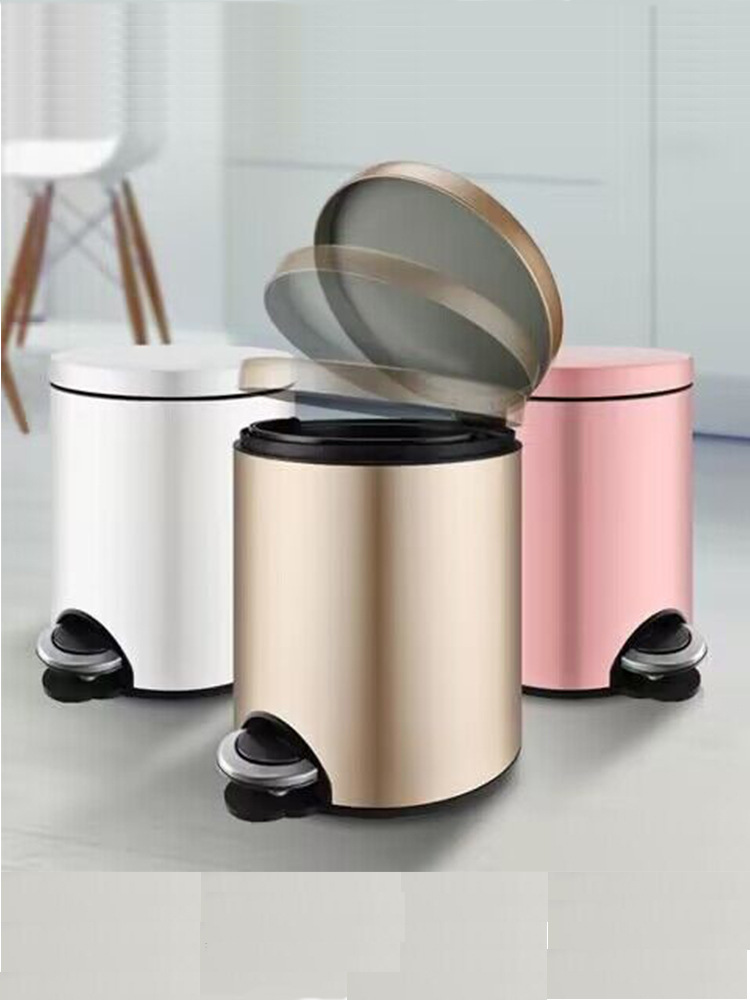 Bote de basura de acero inoxidable tipo pedal, sala de estar doméstica, dormitorio, cocina linda, baño, pie creativo, grande con tapa