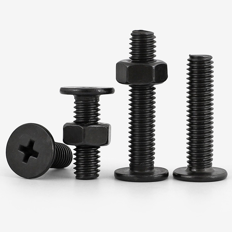 검정색 304 스테인레스 스틸 얇은 머리 십자 나사 너트 조합 CM 플랫 헤드 나사 짧은 머리 볼트 너트 CHUNFENG