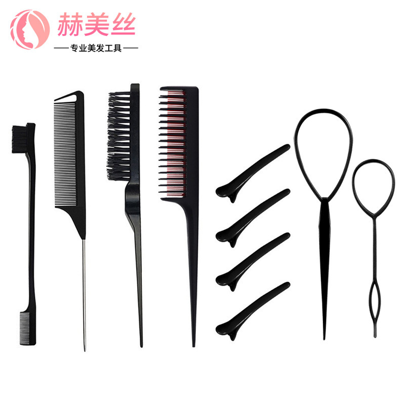 Popular Foreign Trade Eyebrow Brush Set with Steel Needle Tip Tail Comb, Double-Headed Eyebrow Brush, Duckbill Clip, and Edge Control Brush