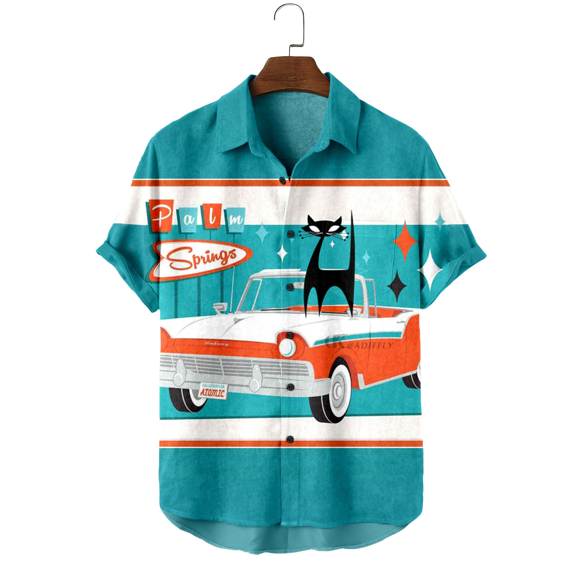 Summer New Large Hong Kong 3D Digital Printing Casual Short Sleeve Shirt Men's Wear_voghion.com