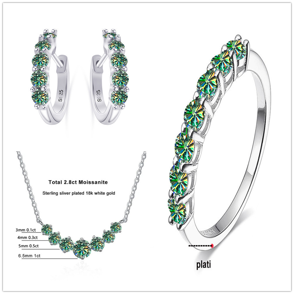 4.5 quilates set de piedra moissan set de joyería de plata esterlina set de pendientes anillo collar set de piedra moissan con GRA