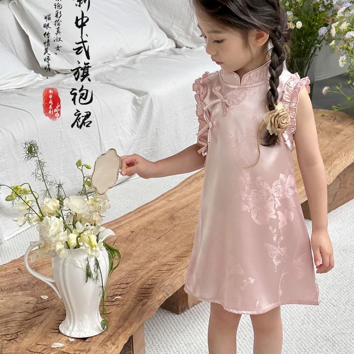 Girls' Cheongsam dress Summer Clothes Children's Chinese-style Hanfu One-year-old Baby Dress Princess Dress Summer Children's Wear