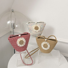 编织单肩斜挎包包女2023夏季洋气温柔气质小清新水桶包潮水桶型