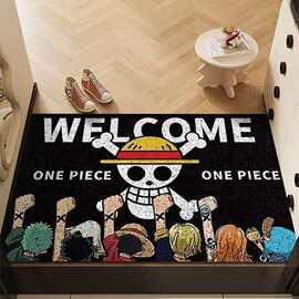 卡通动画海贼王ONEPIECE丝圈地垫玄关入户耐磨耐脏易打理门垫代发