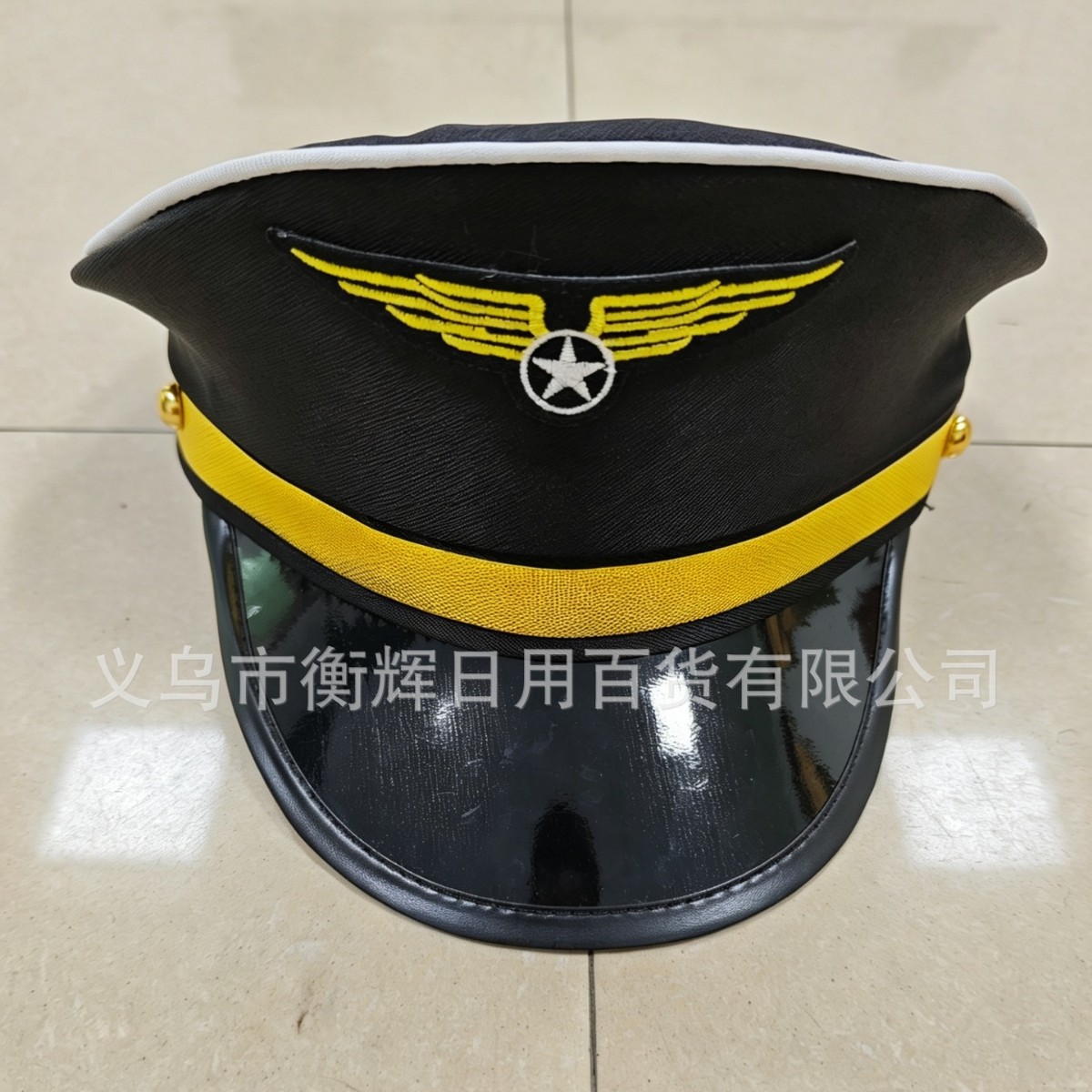 Cross-Border Pilot Hat Embroidered Captain's Hat Navy Hat Stage Performance Uniform Hat Unisex Party Hat