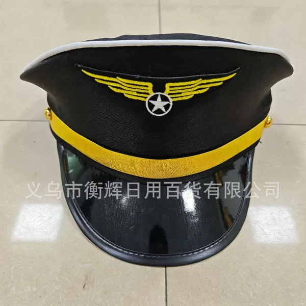 Cross-Border Pilot Hat Embroidered Captain's Hat Navy Hat Stage Performance Uniform Hat Unisex Party Hat