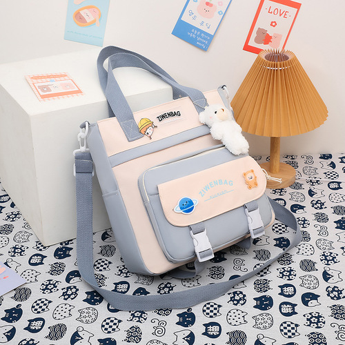 Children's hand-held crossbody bag, junior high school hand-carrying book bag, waterproof tutoring bag, elementary school student male and female multi-purpose large-capacity school bag