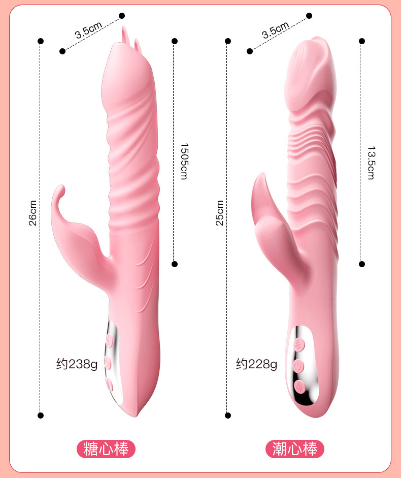 Jiuai Electric Telescopic Vibrating Massager for Women, Silicone, Pink, One-Button Control — detail image 28