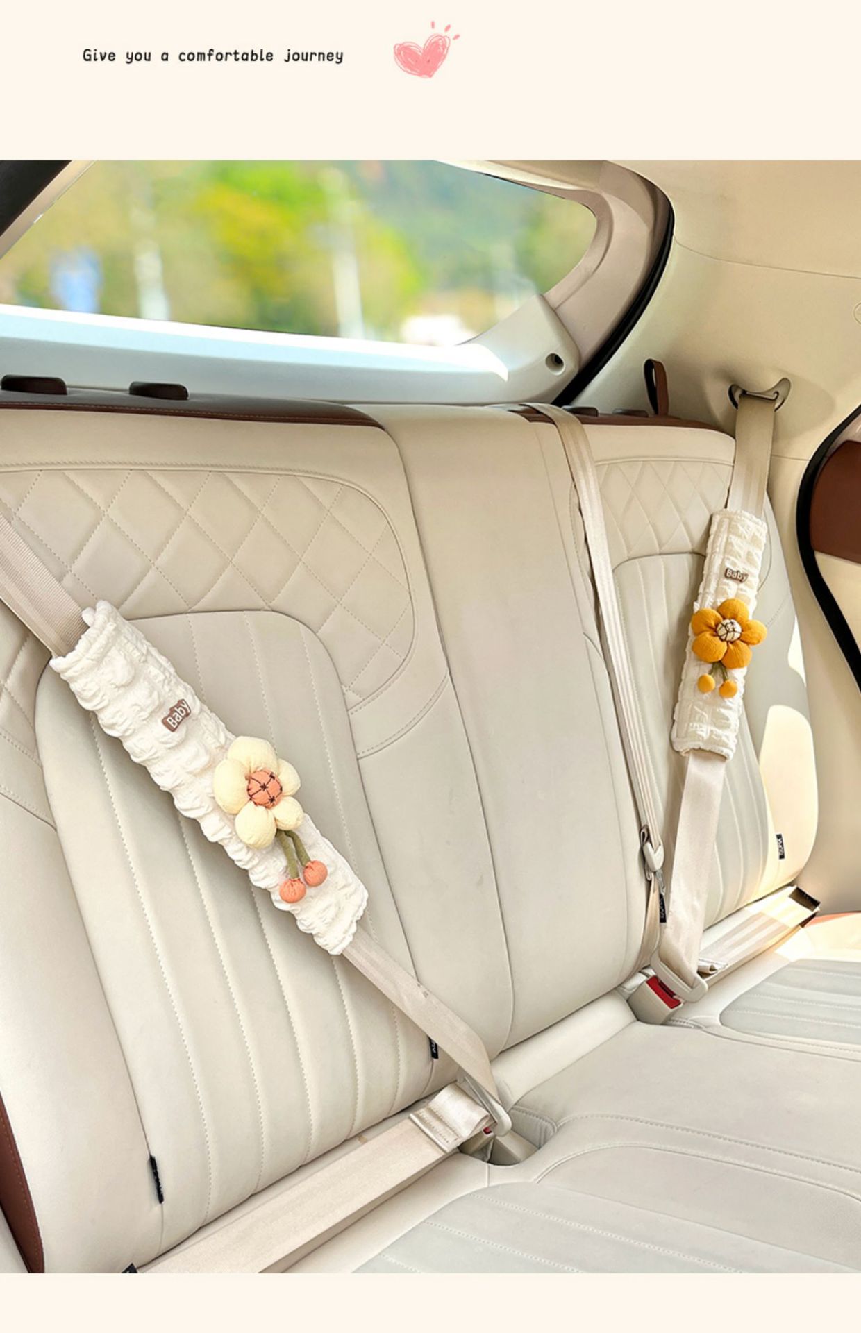 Car Seat Belt Shoulder Cover, Anti-Stranglehold Cartoon, Cute Car Interior, Universal Car Decoration Supplies for Women in All Seasons