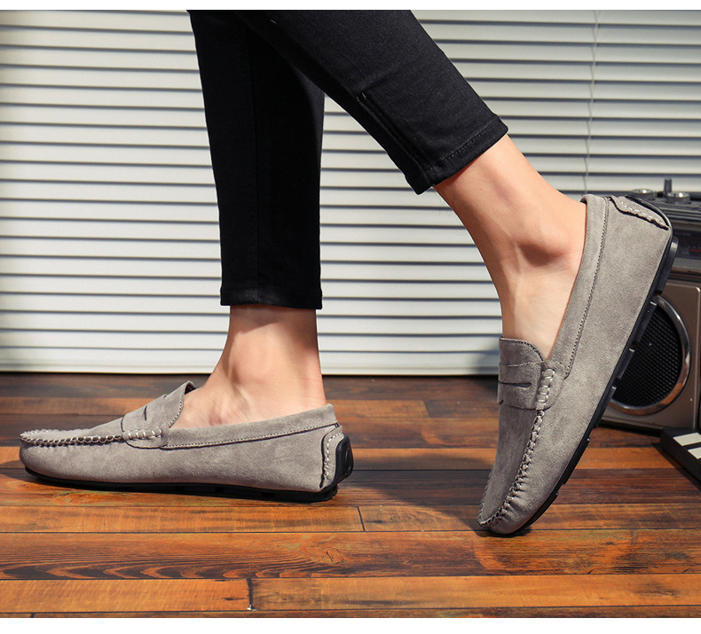 Doudou chaussures de conduite décontractées en cuir britannique, chaussures paresseuses pour hommes_voghion.com