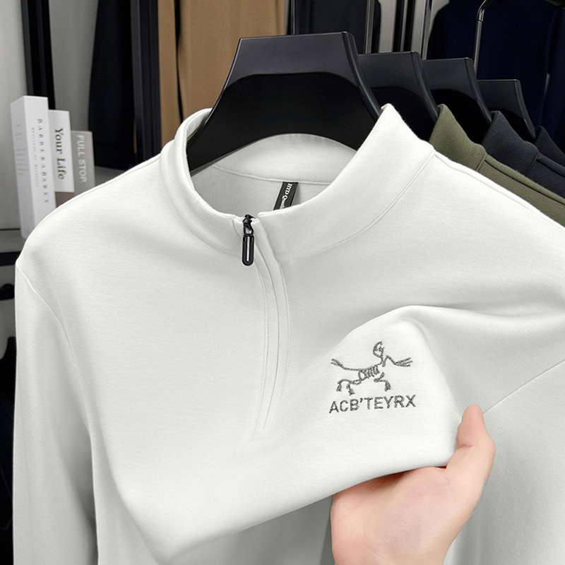 Men's winter solid color sweatshirt with zipper