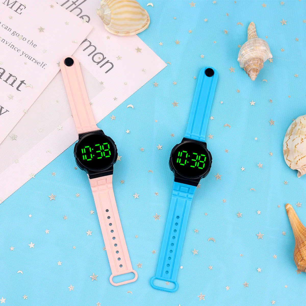 2025 New Student Exam Silent Electronic Watch Green Light Fashion Casual Round Dial Sports Led Watch