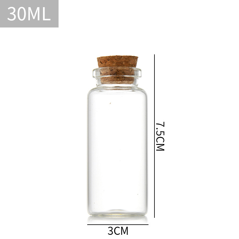 Botella de tubo de bayoneta de 30mm de diámetro que deseen botella de vidrio de corcho Cordyceps botella de medicina botella de té perfumada botella de deriva