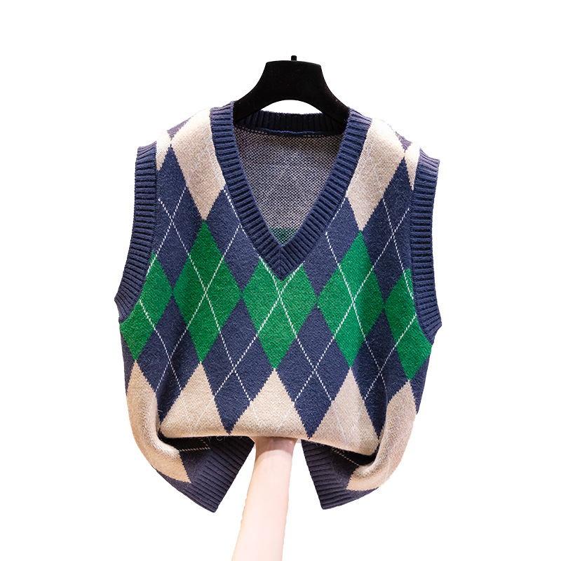 2023 nueva moda con cuello en V chaleco suéter chaleco Chaleco de primavera Chaleco de punto suelto de las mujeres