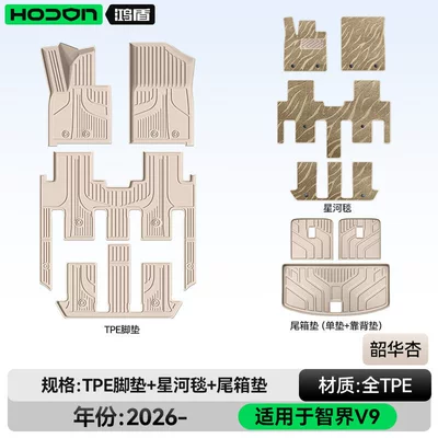 Modelə uyğun ayaqaltı — Model Car Interior Floor Mats - 212t01-zhijie-v9-26-models-seven-seats-package-model-shaohua-apricot-tpe-beige-galaxy-blanket-trunk-single-cushion-backrest-cushion