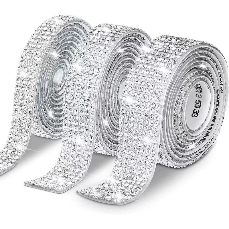 Rhinestone Self-Adhesive Strips, 50 cm Decorative Diamond Tape, multiple row options