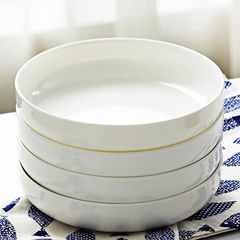 純粋な白い陶磁器の巣の皿の深い口の皿の野菜の皿の家庭用骨の磁器の食器の皿の蒸し卵のスープの白い深皿