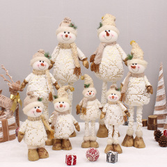 新しいクリスマス装飾品48センチ75センチ箔押しプリント布芸伸縮可能雪だるま人形飾り