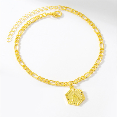 跨境爆款项链26个大写英文字母脚链夏日时尚男女脚链