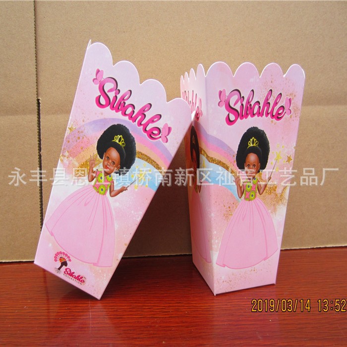 跨境创意卡通自动扣底爆米花鸡米花薯条休闲零食盒派对聚餐户外