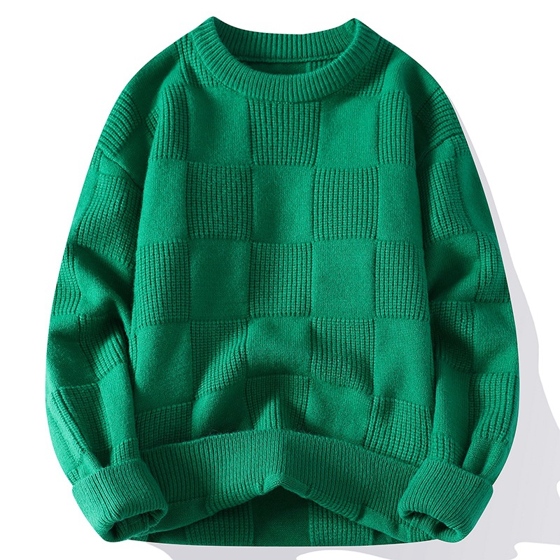 Men's Sweater with Solid Color Patchwork, American-Style Casual Personality Design, Loose and Lazy Style Knit Sweater for Winter