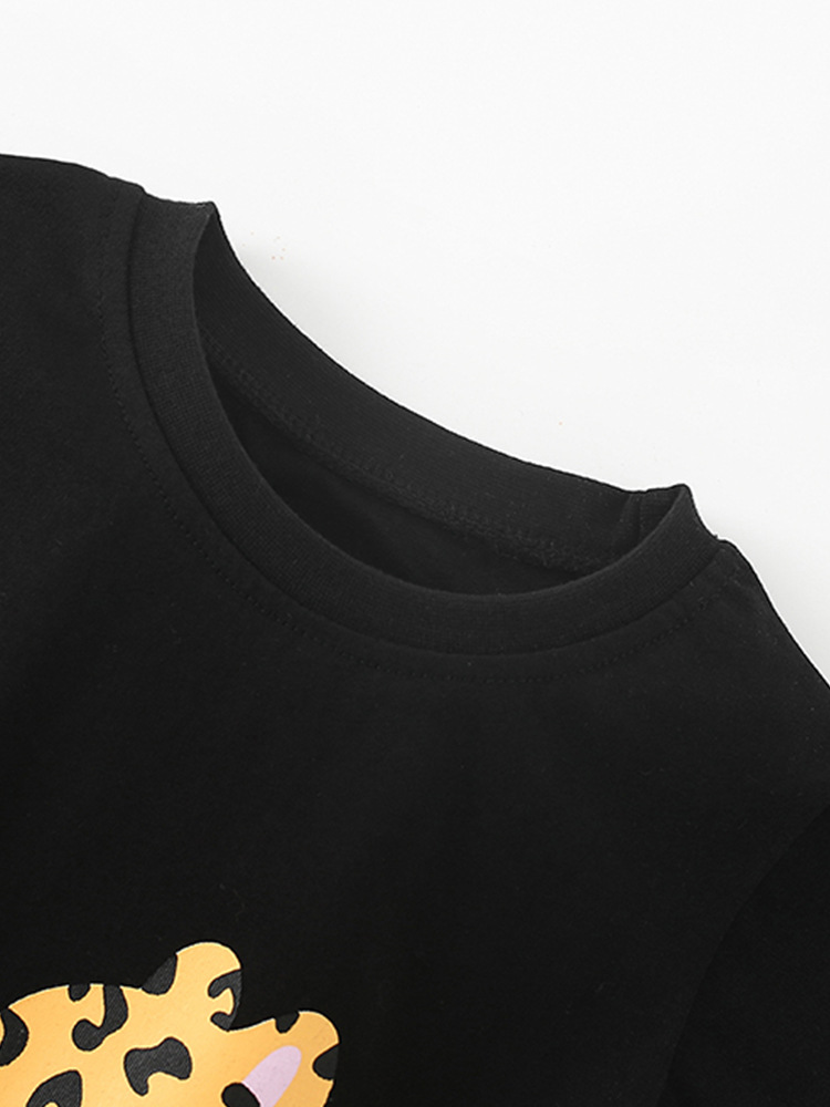 Camiseta de niña malwee transfronteriza verano nuevo estilo europeo y americano niños pequeños y medianos cuello redondo manga corta lindo estampado niños top