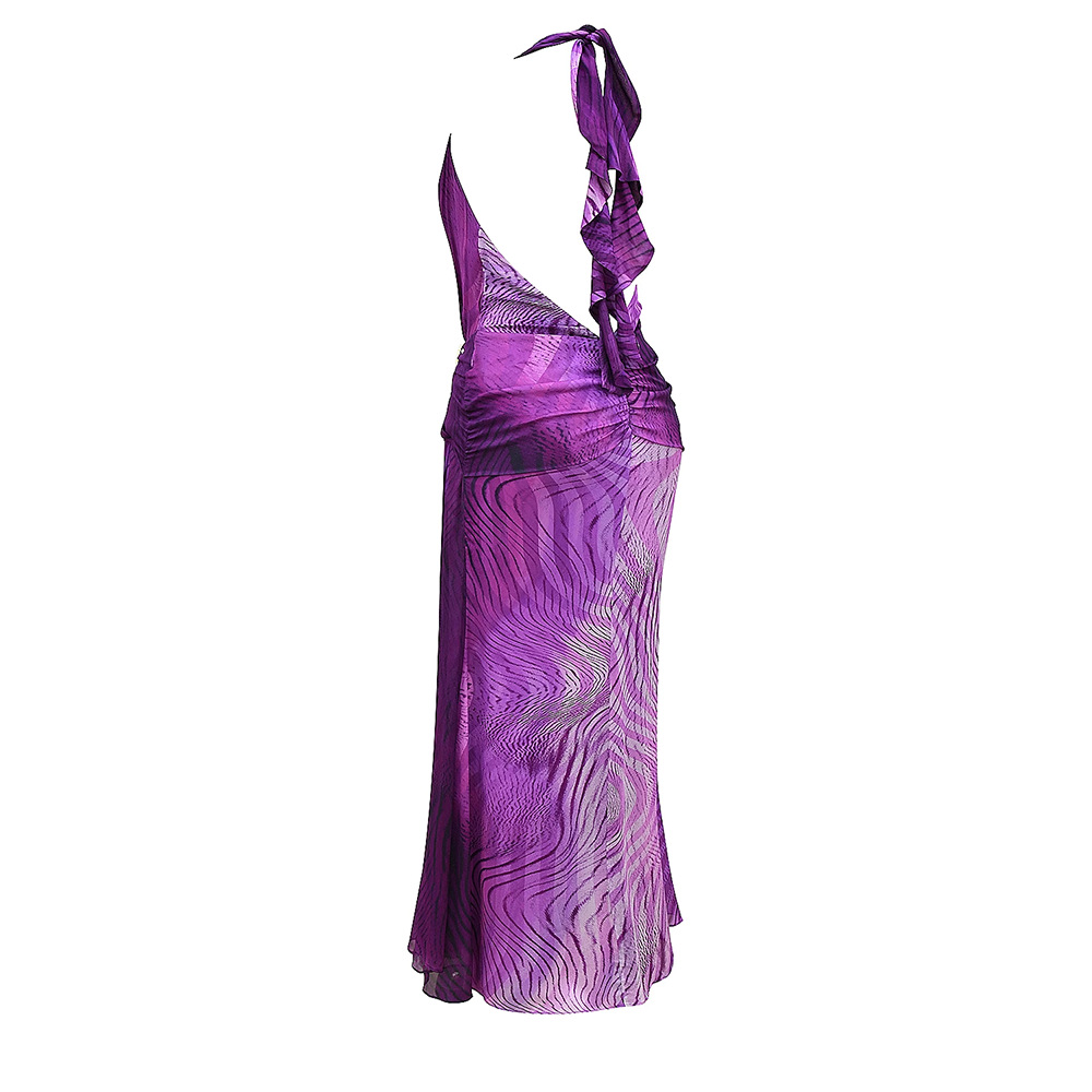 Women's Sexy Sleeveless Off-Shoulder Gradient Long Dress European American Style Halter Neck Slim Fitting Long Skirt_ecoleips.com