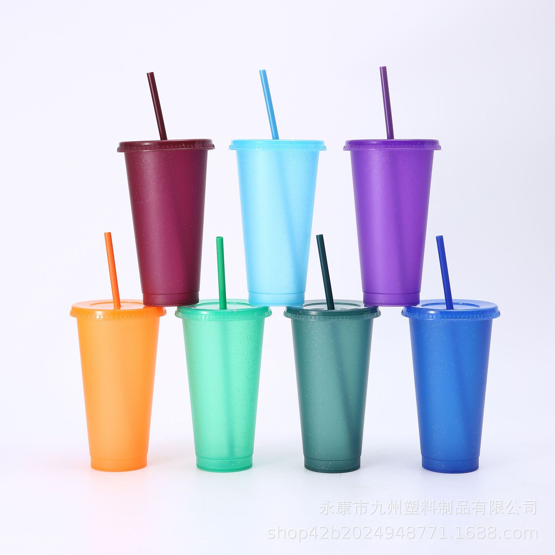 Taza de lentejuelas de brillo de papá estrella caliente transfronteriza de gran capacidad pp taza de pajita de plástico taza de agua de moda al por mayor