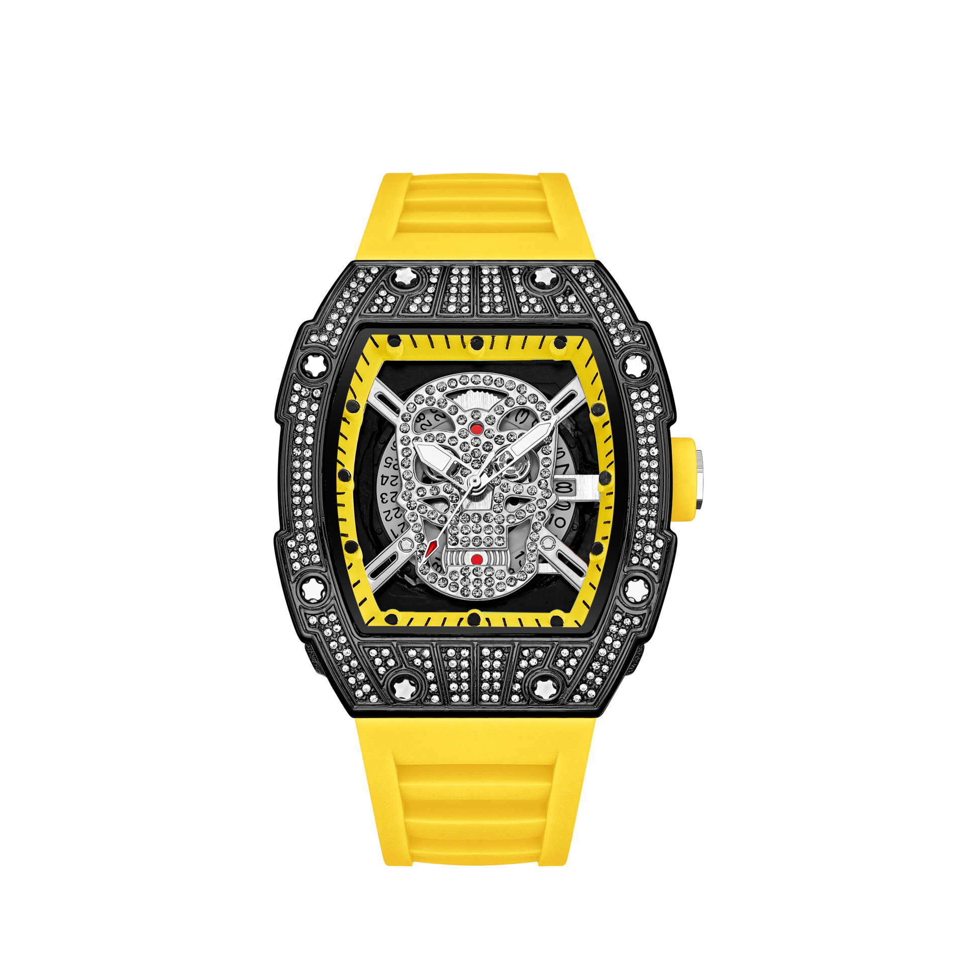 Men's Quartz Watch Starry Sky Diamond Studded Gold Ghost Head Design_voghion.com