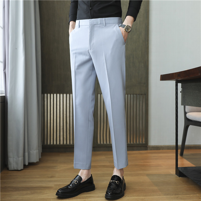 Pantalones de traje de verano nuevos hombres Pantalones de traje de estilo británico pantalones de traje de ajuste delgado pantalones cortos de hombres de moda guapos pantalones de traje de Corea del Sur hombres