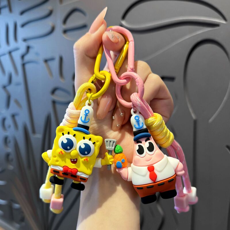Cartoon Animation Sponge Keychain Small Pendant Soft Rubber Starfish Backpack Pendant Event Small Gift Bag Pendant