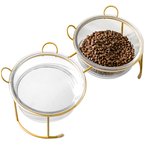 Cat Bowl Glass Cat Food Bowl Double Bowl Dog Bowl Pet Bowl Cat Food Bowl Water Bowl Cat Supplies Tall Cat Bowl Anti-Tip