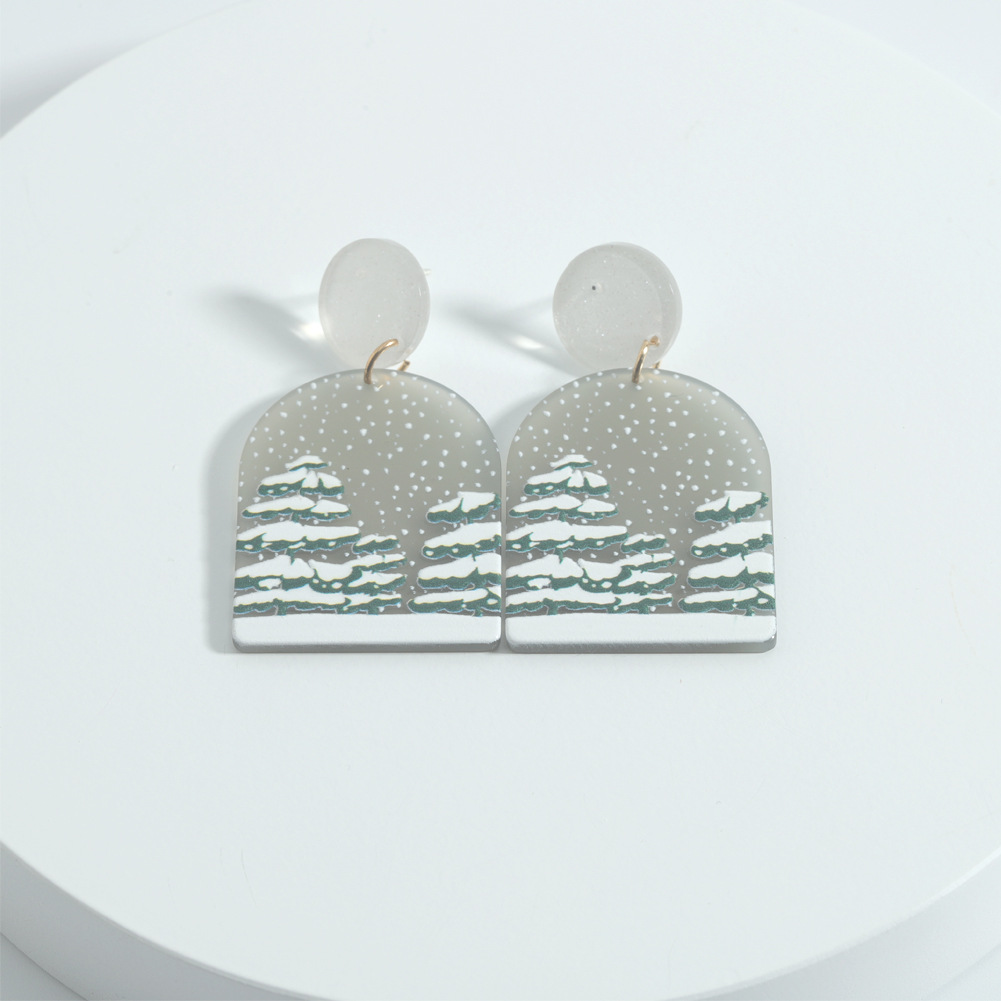 Plastic, Resin Material Fashion Christmas Tree Snowflake Plastic Resin Printing Women's Drop Earrings 1 Pair