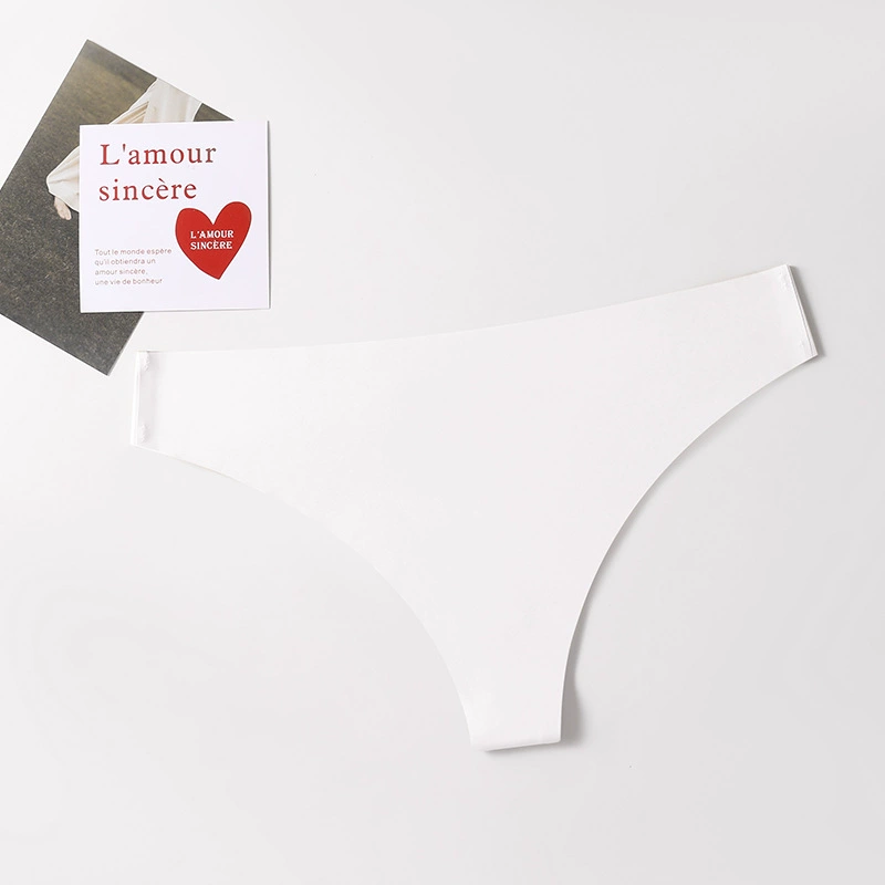 Трусики-стринги (кремовая нить) бесшовные T-back, йога underwear, белый и цветной, размеры S–XL, варианты плюс-сайза