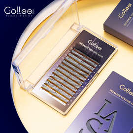gollee跨境5D预开花假睫毛批发卷翘浓密款嫁接睫毛俄罗斯lashes