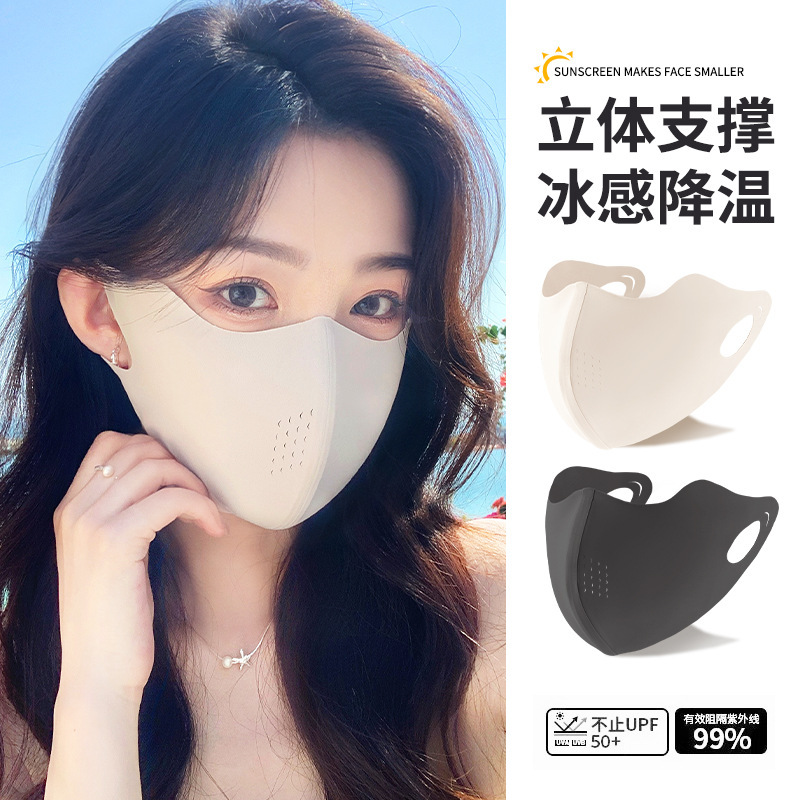 New Summer Sun Protection Mask for Women, Anti-Uv, High-Quality, Ice-Feel 3D Sunshade Mask, Thin Ice Silk, Breathable and Traceless