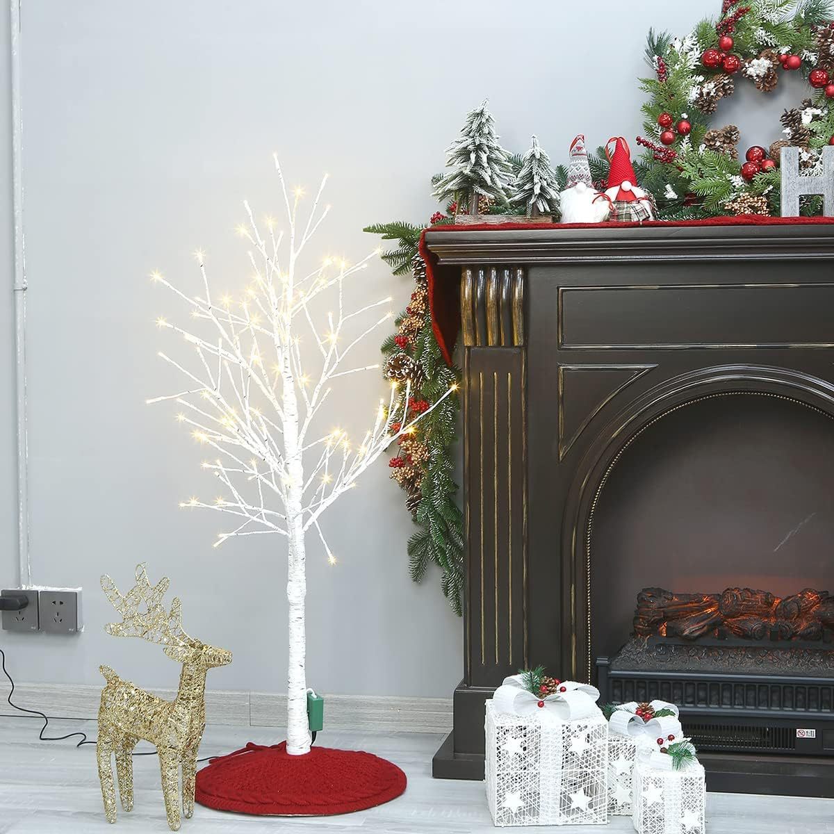 Vestido de árbol de punto de Navidad transfronterizo Delantal de árbol de Navidad rojo de 18 pulgadas Decoraciones navideñas Decoración de ambiente festivo