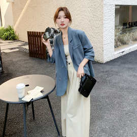蓝色韩系chic西装外套女2026春季新款高级感气质轻熟通勤休闲西服