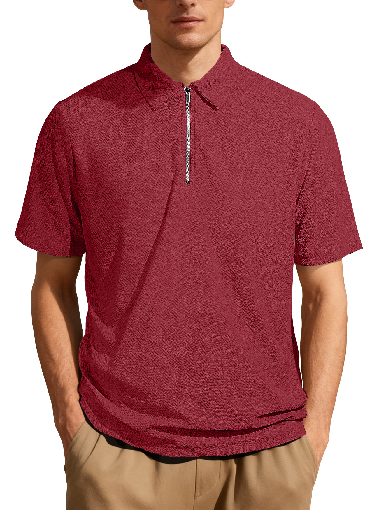 Nuevo comercio exterior transfronterizo de verano de Europa y Estados Unidos, camiseta de polo de manga corta casual diaria, camiseta de medio zipper