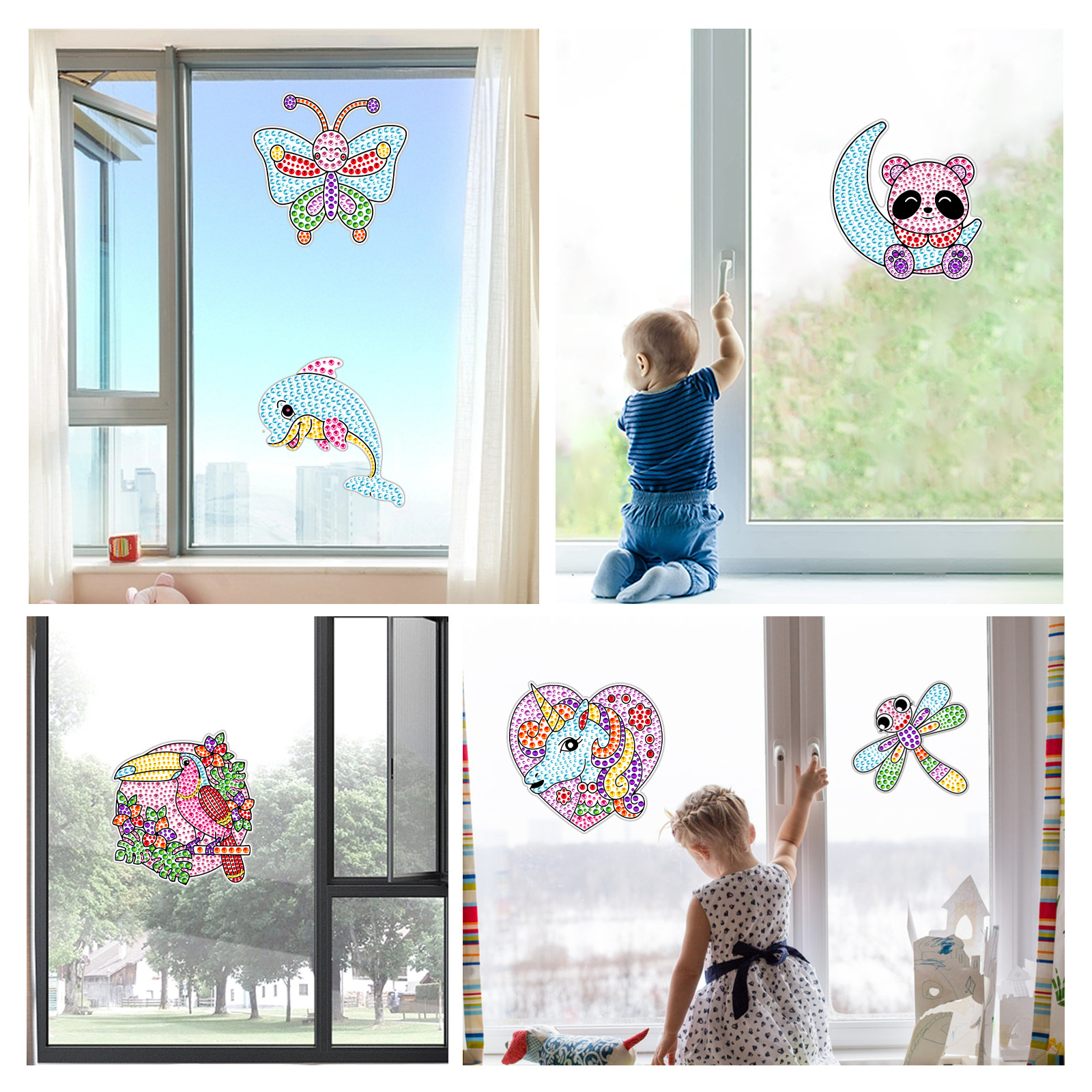 Ventas calientes dibujos animados pequeños animales dibujos de diamante aleatorios DIY dibujos de mampostería pegatinas para niños pegatinas hechas a mano cristal brillante diamante